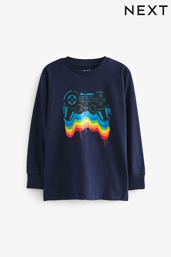 Navy Rainbow Gaming Long Sleeve Graphic T-Shirt (3-16yrs) (452698) | £7 - £12