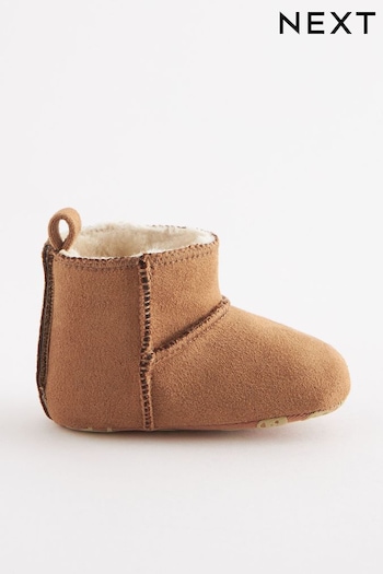 Tan Brown Warm Lined Baby Pull On Boots Top (0-24mths) (452718) | £9 - £10