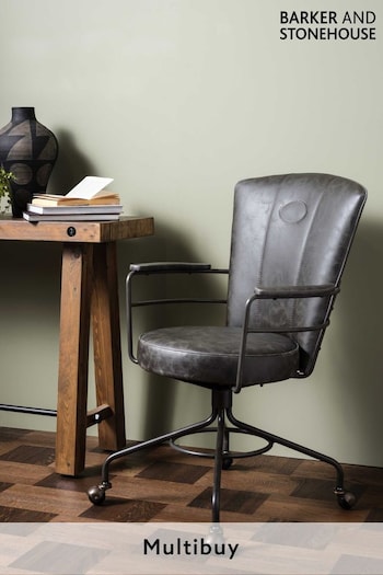 Barker and Stonehouse Grey Grouse Faux Leather Swivel Office Chair (452741) | £195