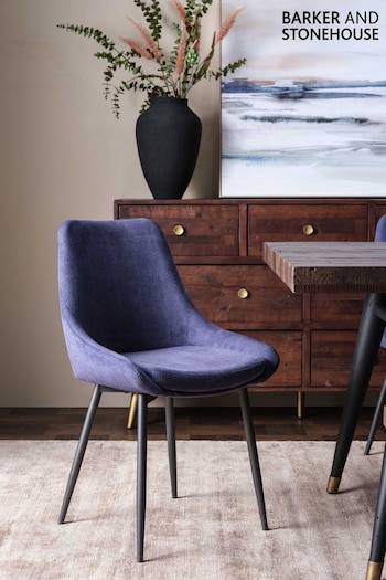 Barker and Stonehouse Blue Emmett Cord Fabric Dining Chair (452919) | £85