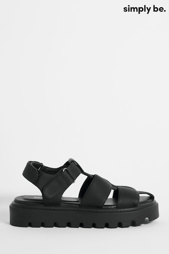 Simply Be Black Wide Fit Fisherman Chunky Sandals (453328) | £35