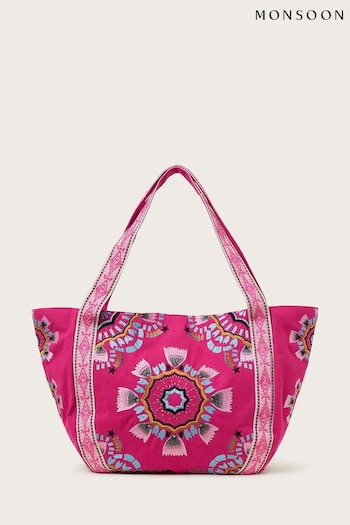 Monsoon Pink Embroidered Beach Bag (453407) | £55