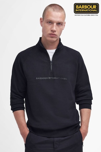 Barbour® International Shadow Half Zip Black Sweatshirt (453491) | £100