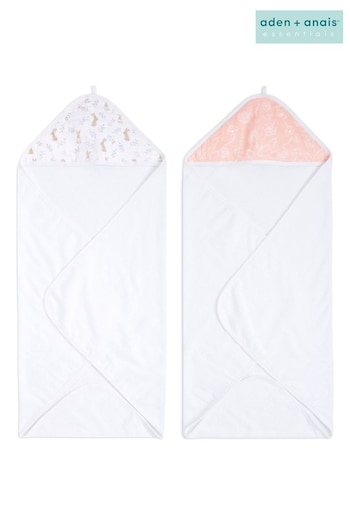 aden+anais Pink Essentials Hooded Blushing Bunnies Towel 2 Pack (453651) | £22