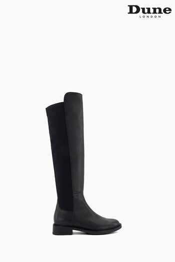 Dune London Text Under The Knee 50/50 Black Boots (453805) | £200
