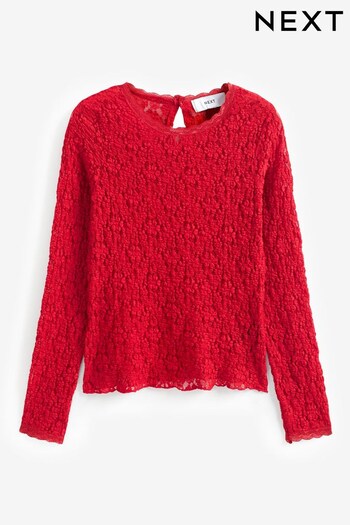 Red Long Sleeve Lace Top (454030) | £26