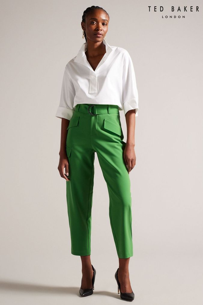 Buy Women s Green Belted Trousers Online Next UK