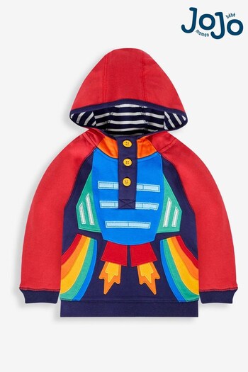 JoJo Maman Bébé Red Rocket Boys' Triceratops Appliqué Hooded Sweatshirt (454284) | £26