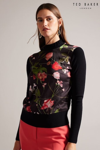 Ted Baker Frasiee Black Woven Front Sweater (454298) | £110
