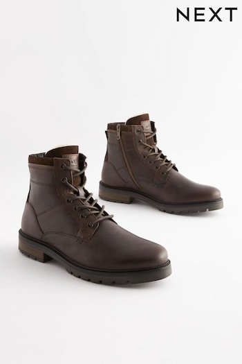 Brown Leather Warm Lined Boots (454456) | £65