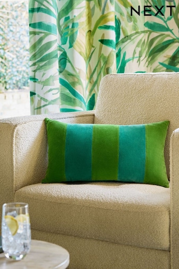 Bright Green 50 x 30cm Velvet stripe Cushion (454591) | £18
