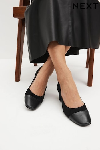 Black Toe Cap Regular/Wide Fit Forever Comfort® Leather Low Block Heel Shoes new (454798) | £44