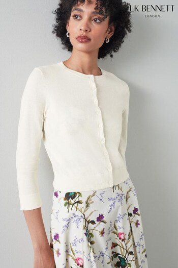 LK Bennett Cream Michi Organic Cotton Knitted Cardigan (454909) | £99