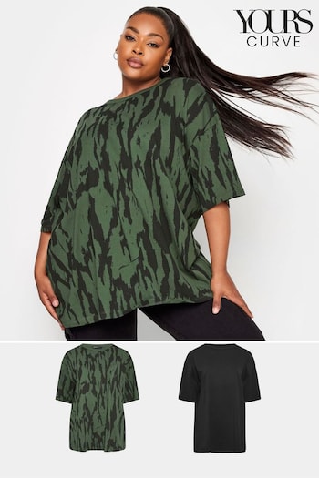 Yours Curve Green Boxy T-Shirts 2 Packs (455036) | £31