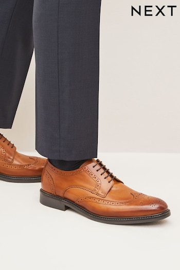 Tan Brown Leather Derby Brogues (455046) | £49