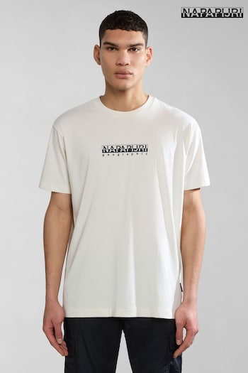 Napapijri Box Logo White Short Sleeve T-Shirt (455077) | £30
