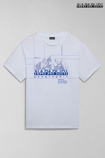 Napapjiri White T-Shirt With Front Graphic Mountain Print (455103) | £30