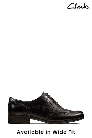 Clarks Black Hamble Oak Wide Fit Shoes (455140) | £70