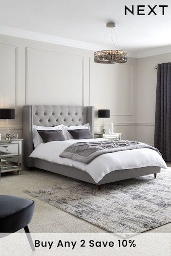 Wool Blend Grey Grayson Upholstered Bed Bed Frame (455354) | £650 - £850