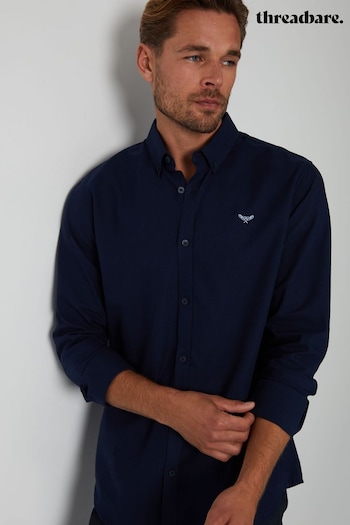 Threadbare Navy Beacon Cotton Oxford Long Sleeve Shirt (455552) | £24