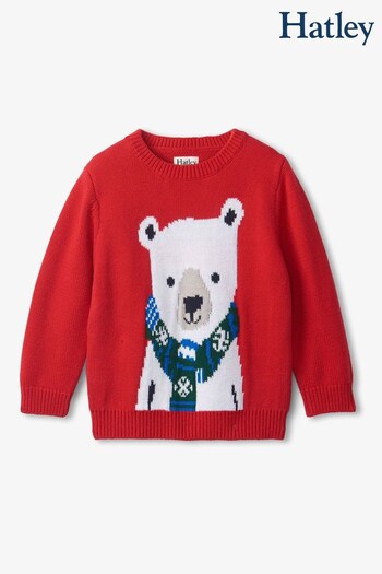 Hatley Red Holiday Bear Crew Neck Knit Sweater (455588) | £30