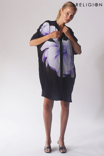 Religion Purple Strike Tunic With Large Floral Placement In Seasonal Colours (455662) | £90