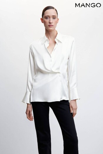 Mango Draped Detail White Shirt (455740) | £36
