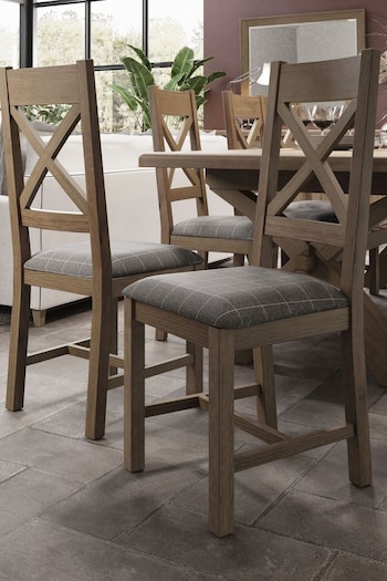 K Interiors Brown Embleton Dining Chair Pair Grey Check (455862) | £355