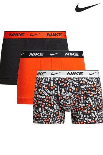 Nike Black Mens Underwear Everyday Cotton Stretch Trunks (3 Pack) (455875) | £32