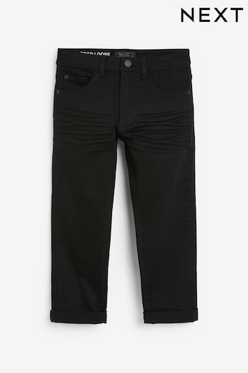 Black Denim Tapered Loose Fit Cotton Rich Stretch Jeans (3-17yrs) (456318) | £13 - £18