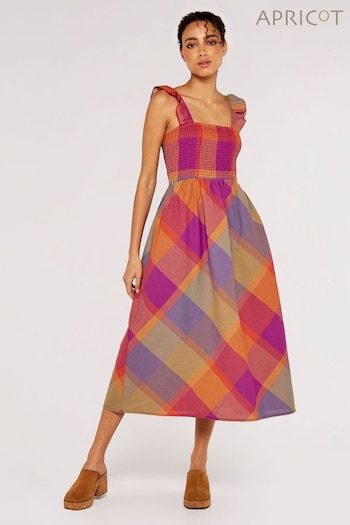 Apricot Pink Multi Yarn Dye Paid Dress (456366) | £39