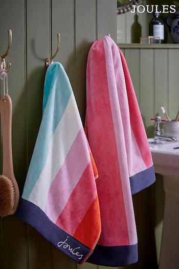 Joules Pink Indienne Stripe Towel (456372) | £14 - £40