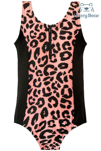 Harry Bear Pink Leopard Print Girls Leopard Swimsuit (456417) | £15