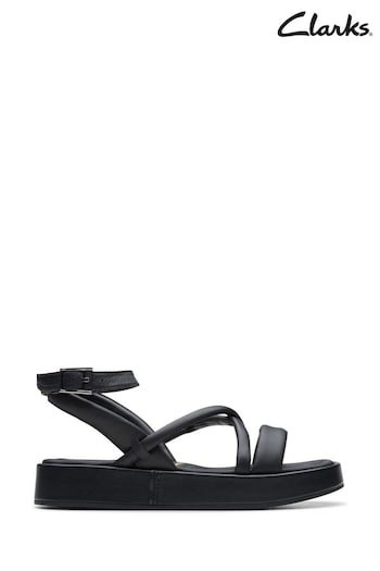 Clarks Black Leather Alda Cross Sandals (456513) | £75