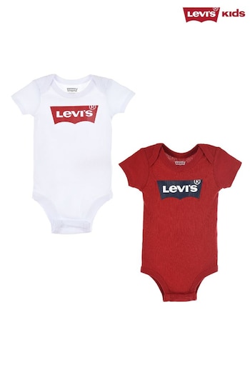 Levi's® White/Red Batwing Bodysuits 2 Pack (456760) | £26