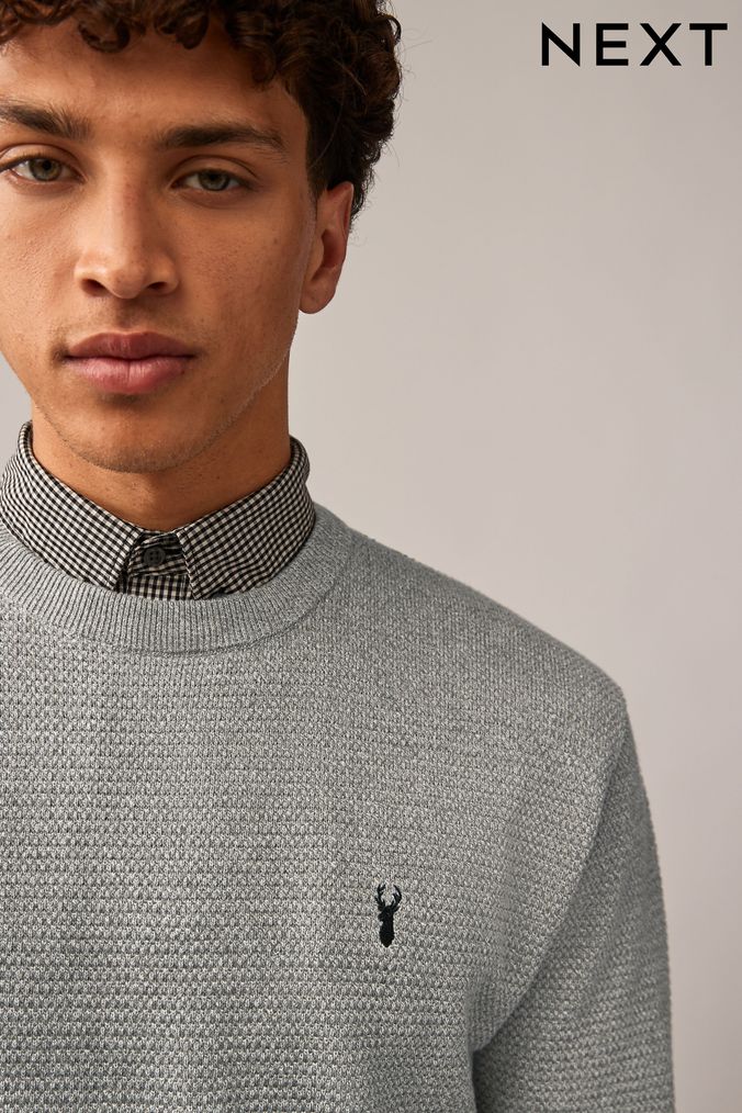 Buy Men s Grey Jumpers Crew Neck Knitwear Online Next UK