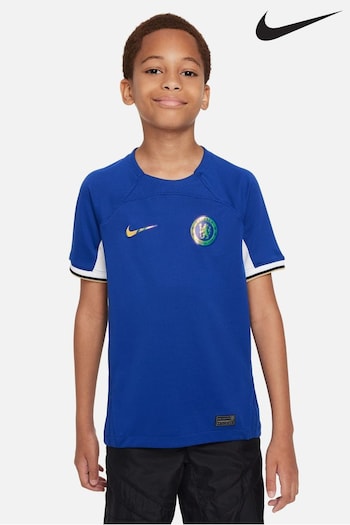Nike Blue Big Kids Dri-FIT Chelsea FC 2023/24 Stadium Home Soccer Jersey (457908) | £60