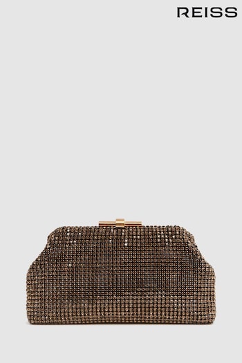 Reiss Gold Adaline Embellished Clutch Bag (458123) | £148