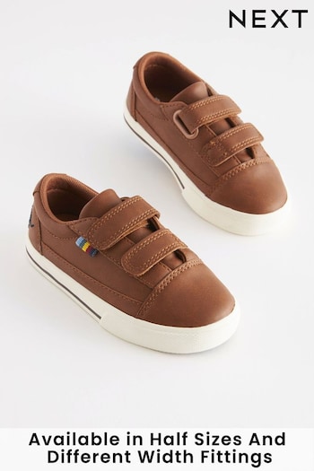 Tan Brown Standard Fit (F) Strap Touch Fastening Shoes (458354) | £14 - £17