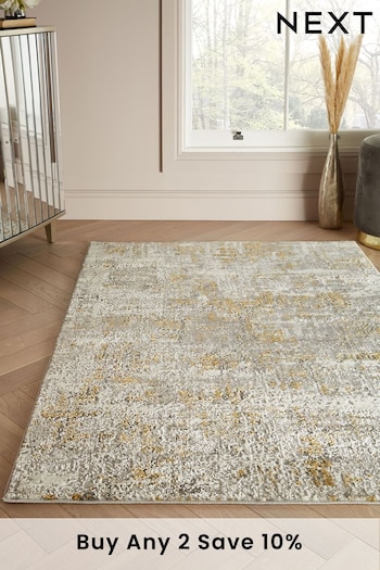 Ochre Yellow Gold Mica Abstract Rug (458486) | £60 - £330