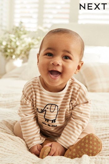 Neutral Elephant Baby T-Shirt And Leggings 2 Piece Set (458555) | £12 - £14