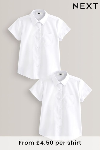 White Plus Fit 2 Pack Short Sleeve School Shirts (3-18yrs) (458579) | £9 - £14