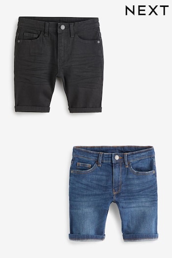 Black/Blue 2 Pack Denim Skinny Shorts (3-16yrs) (459293) | £18 - £28