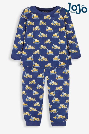 JoJo Maman Bébé Navy Blue Glow In The Dark Digger Pyjama Set (459419) | £21