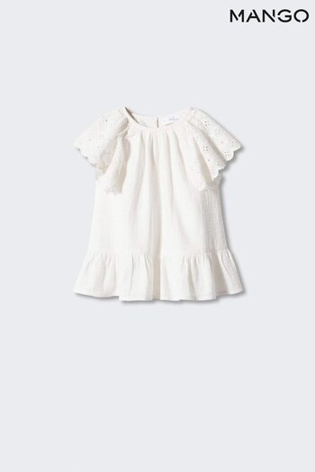 Mango Embroidered Cotton White Dress (459499) | £26