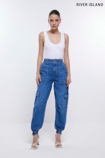 River Island Blue Pocketed Cargo Jeans (459523) | £43