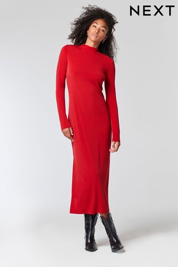 Red Long Sleeve Jersey Dress (459713) | £30