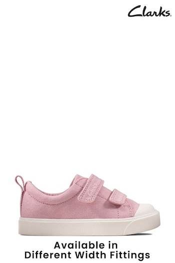 Clarks Pink Multi Fit Canvas City Bright Toddler Canvas Shoes Wedge (459818) | £24