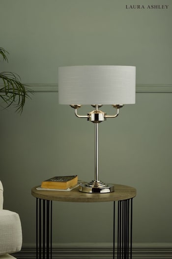 Laura Ashley Brass Sorrento 3 Light Table Lamp Shade (460258) | £145
