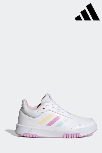 adidas White/Pink/Green Tensaur Sport Lace Up Trainers (460321) | £30